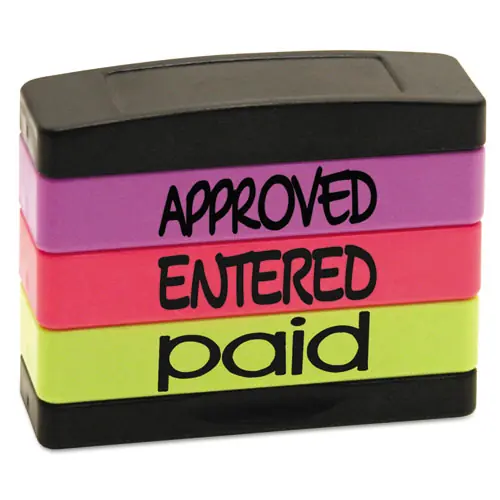 Trodat® Interlocking Stack Stamp, APPROVED, ENTERED, PAID, Assorted Fluorescent Ink