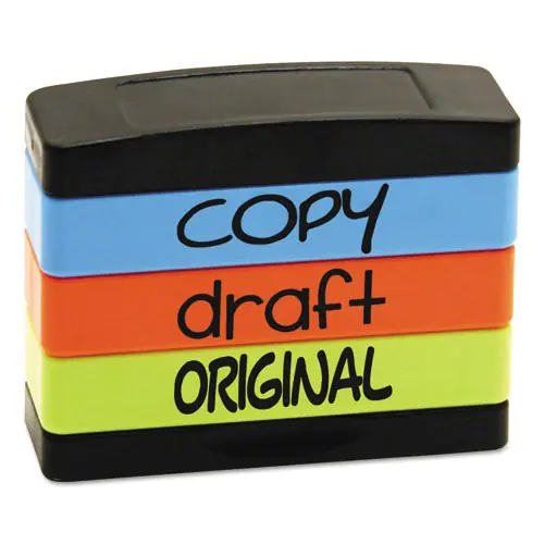Trodat® Interlocking Stack Stamp, COPY, DRAFT, ORIGINAL, Assorted Fluorescent Ink