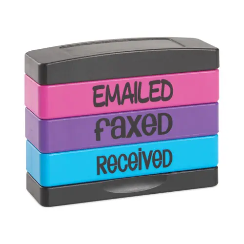 Trodat® Interlocking Stack Stamp, EMAILED, FAXED, RECEIVED, Assorted Fluorescent Ink