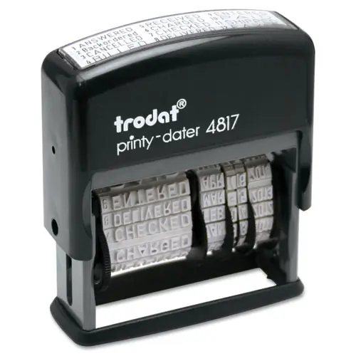 Trodat® Printy Economy 12-Message Date Stamp, Self-Inking, Black