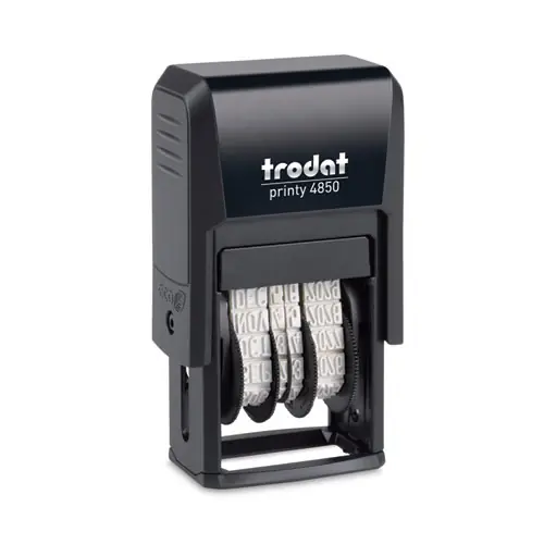Trodat® Printy Economy Micro 5-in-1 Date Stamp, Self-Inking, Blue/Red