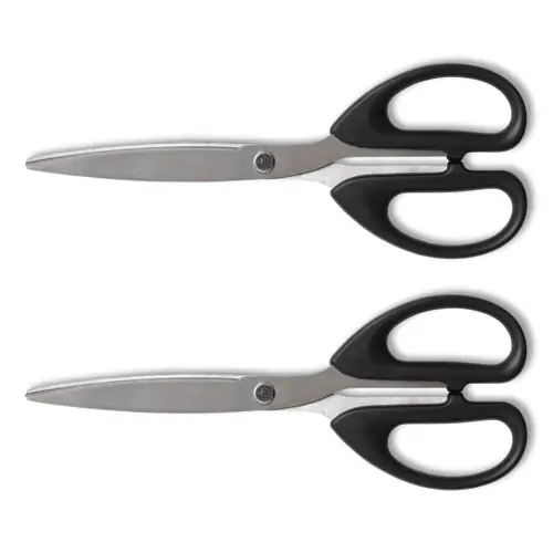 TRU RED™ Ambidextrous Stainless Steel Scissors, 8" Long, 3.86" Cut Length, Straight Symmetrical Black Handle, 2/Pack
