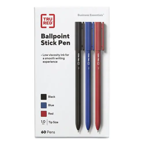 TRU RED™ Ballpoint Pen, Stick, Medium 1 mm, Assorted Ink and Barrel Colors, 60/Pack