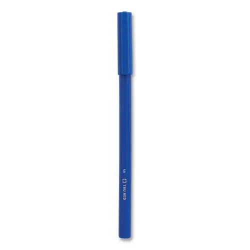 TRU RED™ Ballpoint Pen, Stick, Medium 1 mm, Blue Ink, Blue Barrel, Dozen