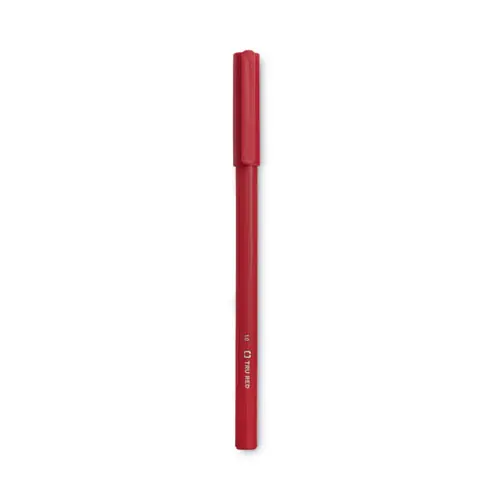 TRU RED™ Ballpoint Pen, Stick, Medium 1 mm, Red Ink, Red Barrel, Dozen