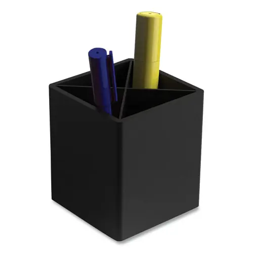 TRU RED™ Divided Plastic Pencil Cup, Black, 3.31" x 3.31" x 3.87"