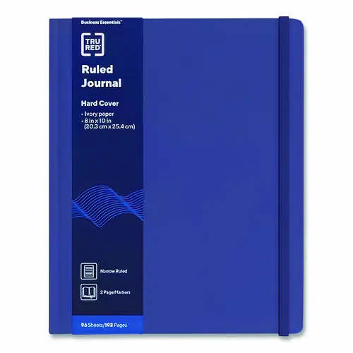 TRU RED™ Hardcover Business Journal, 1-Subject, Narrow Rule, Blue Cover, 96 Sheets, 10 x 8 inches