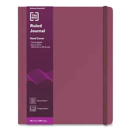 TRU RED™ Hardcover Business Journal, 1-Subject, Narrow Rule, Purple Cover, 10" x 8", 96 Sheets
