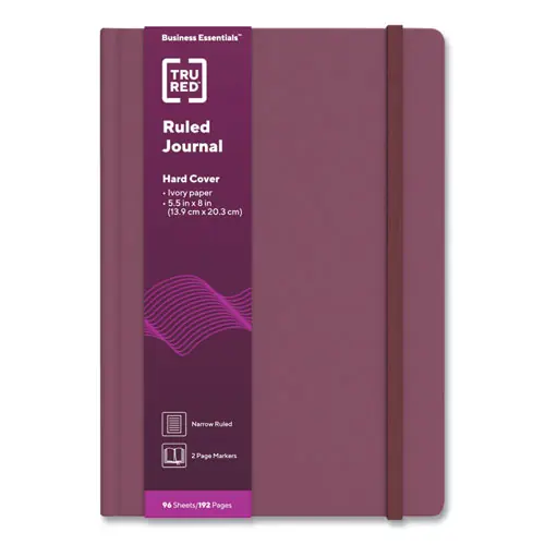TRU RED™ Hardcover Business Journal, 1-Subject, Narrow Rule, Purple Cover, 96 Sheets, 8 x 5.5"