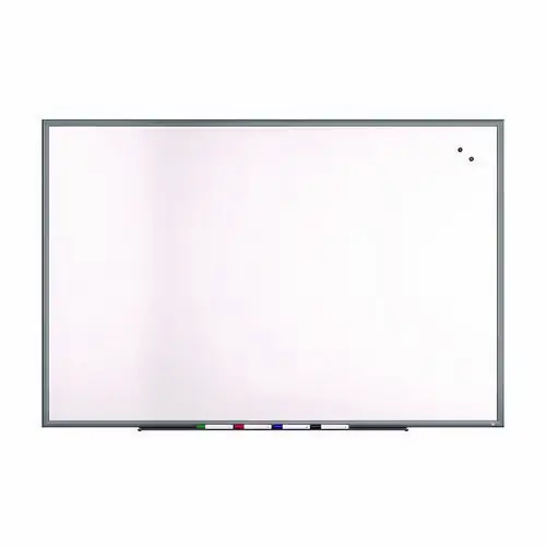 TRU RED™ Magnetic Porcelain Dry Erase Board, 72" x 48", White Surface, Gray/Natural Aluminum Frame