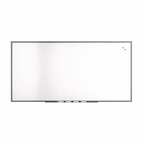 TRU RED™ Magnetic Porcelain Dry Erase Board, 96" x 48", White Surface, Gray/Natural Aluminum Frame