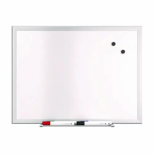 TRU RED™ Magnetic Steel Dry Erase Board, 18" x 24", White Surface, Gray/Natural Aluminum Frame