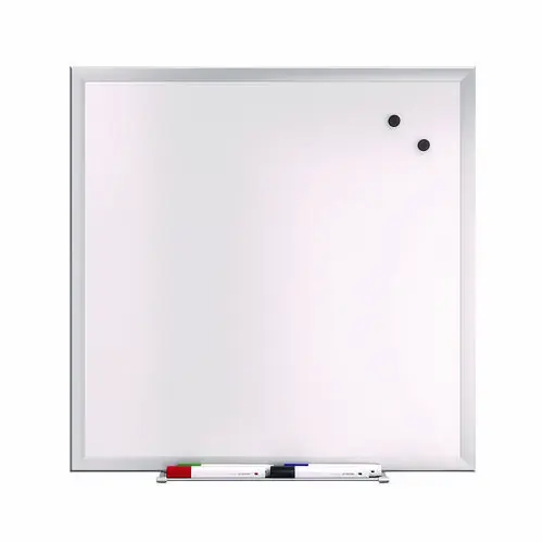 TRU RED™ Magnetic Steel Dry Erase Board, 24" x 24", White Surface, Gray/Natural Aluminum Frame