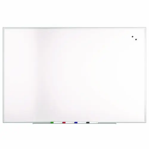 TRU RED™ Magnetic Steel Dry Erase Board, 48" x 72", White Surface, Gray/Natural Aluminum Frame