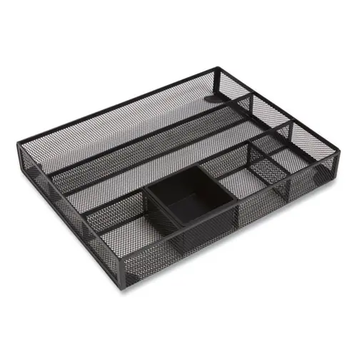 TRU RED™ Mesh Drawer Organizer, Six Compartment, Black