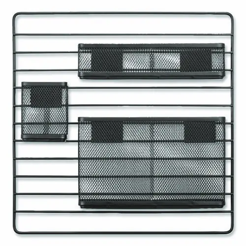 TRU RED™ Metal Mesh 3-Compartment Cubicle/Wall-Mount Office Supplies Organizer, Black