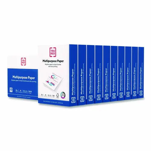 TRU RED™ Multipurpose Paper with ColorLok Technology, 96 Bright, 20 lb, 8.5 x 11, White, 500 Sheets/Ream, 10 Reams/Carton
