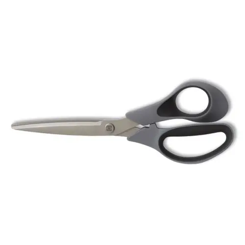 TRU RED™ Non-Stick Titanium-Coated Scissors, 8" Overall Length, 3.86" Cut Length, Straight Gray/Black Handle, Gun-Metal Gray Blades