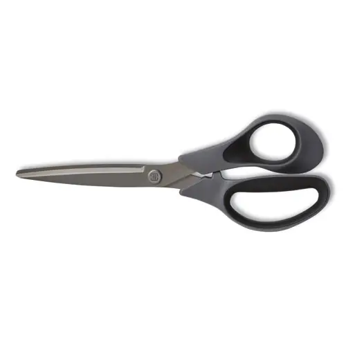 TRU RED™ Non-Stick Titanium-Coated Scissors, 8" Long, Straight Gray/Black Handle, Gun-Metal Gray Blades, 2/Pack
