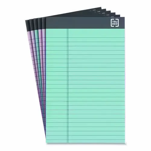 TRU RED™ Notepads, Narrow Rule, Assorted Pastel Colors, 5" x 8", 50 Sheets per Pad, 6 Pads/Pack