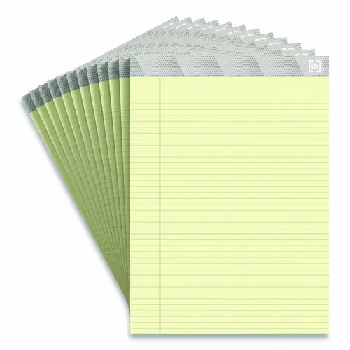 TRU RED™ Notepads, Narrow Rule, 8.5 x 11.75 Inches, 50 Sheets, 12 Pack, Canary Yellow