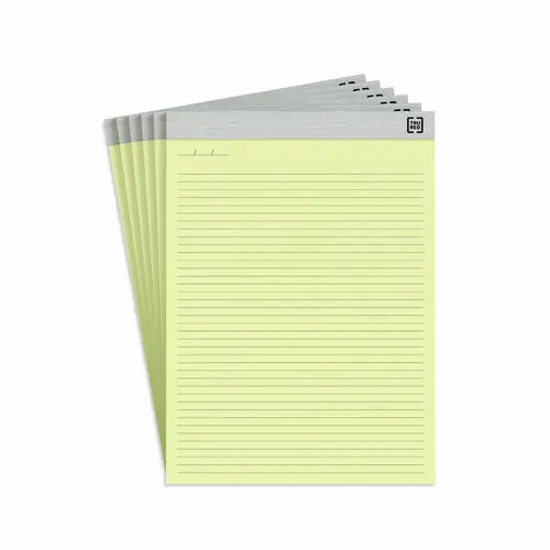 TRU RED™ Notepads, Narrow Rule, Canary Yellow, 8.5 x 11.75 Inches, 50 Sheets, 6 Pack