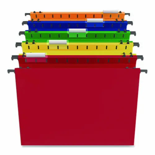 TRU RED™ Plastic Hanging File Pockets, 1 Section, Letter Size, 1/5-Cut Tabs, Assorted Colors, 5/Pack