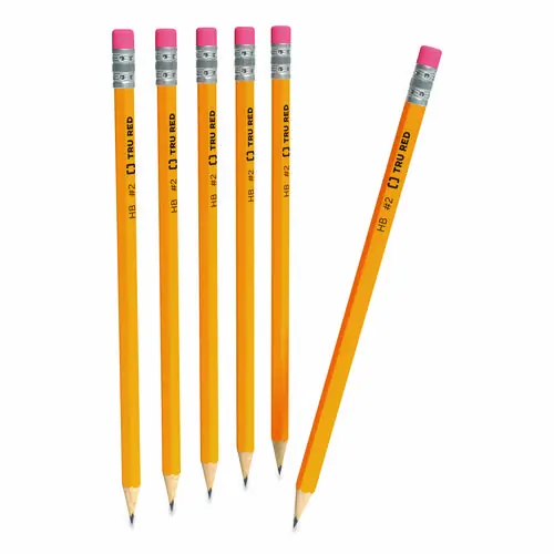 TRU RED™ Pre-Sharpened Wooden Pencil, HB (#2), Black Lead, Yellow Barrel, 72/Pack