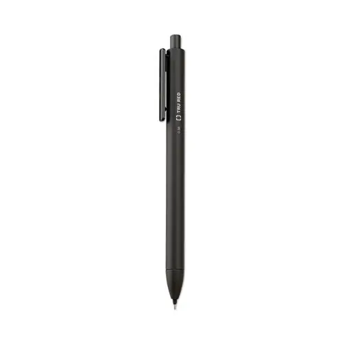 TRU RED™ Quick Dry Gel Pen, Retractable, Extra-Fine 0.38 mm, Black Ink, Black Barrel, 5/Pack