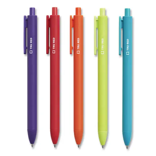 TRU RED™ Quick Dry Gel Pen, Retractable, Medium 0.7 mm, Assorted Ink and Barrel Colors, 5/Pack