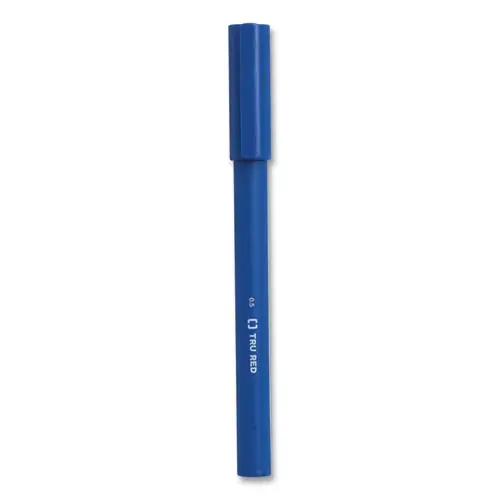 TRU RED™ Quick Dry Gel Pen, Fine Point, 0.5 mm, Blue Ink, Blue Barrel, Pack of 12