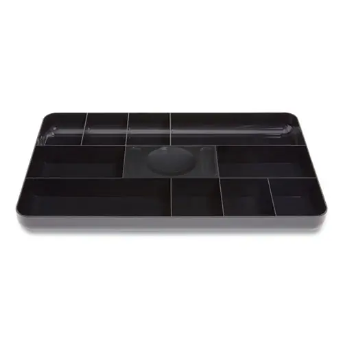 TRU RED™ Shallow Plastic Drawer Organizer, 13 Compartments, Black