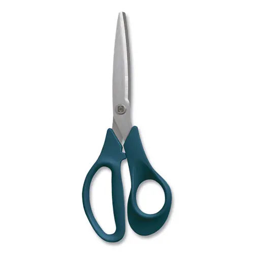 TRU RED™ Stainless Steel Scissors, 8" Long, 3.58" Cut Length, Straight Green Handle