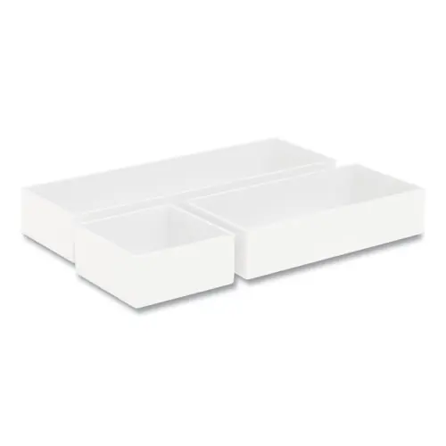 TRU RED™ Three-Piece Plastic Drawer Organizer, White, 3/Set