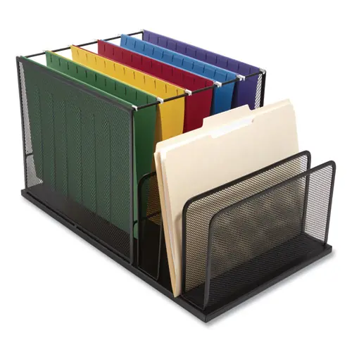 TRU RED™ Wire Mesh Combination Organizer, 4 Sections, Letter-Size, Matte Black