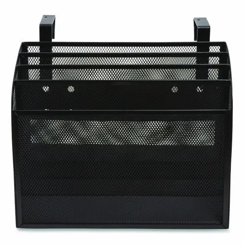 TRU RED™ Wire Mesh Incline Sorter, Enclosed Design, 4 Sections, Matte Black