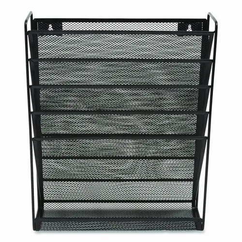 TRU RED™ Wire Mesh Incline Sorter, Enclosed Design, 5 Sections, Letter-Size, Matte Black