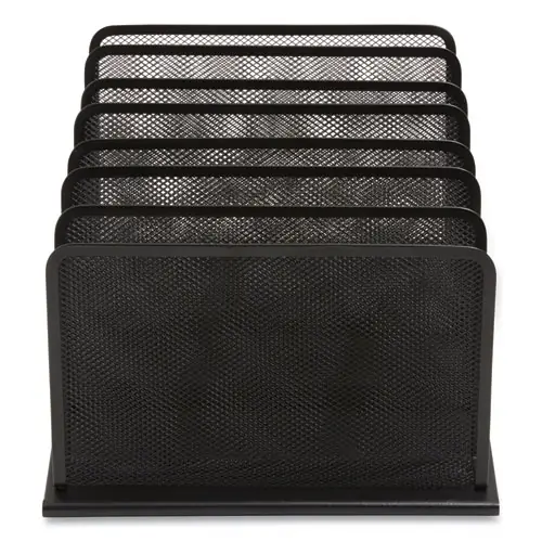 TRU RED™ Wire Mesh Incline Sorter, Open Design, 5 Sections, Letter-Size, Matte Black