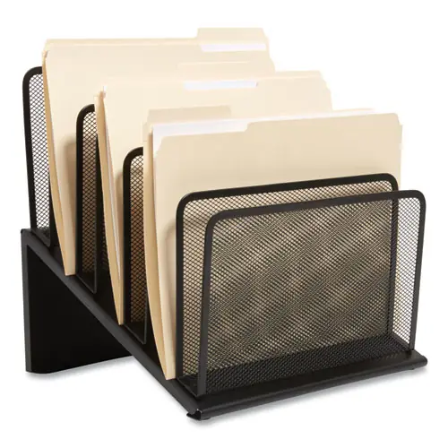 TRU RED™ Wire Mesh Incline Sorter, 7 Sections, Letter Size, Matte Black
