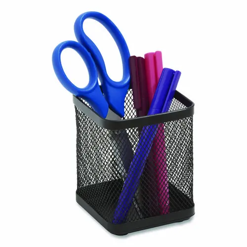 TRU RED™ Wire Mesh Pencil Holder, Black, 3.46" x 3.46" x 4.33"
