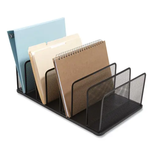 TRU RED™ Wire Mesh Vertical Document Sorter, Matte Black, 7 Sections