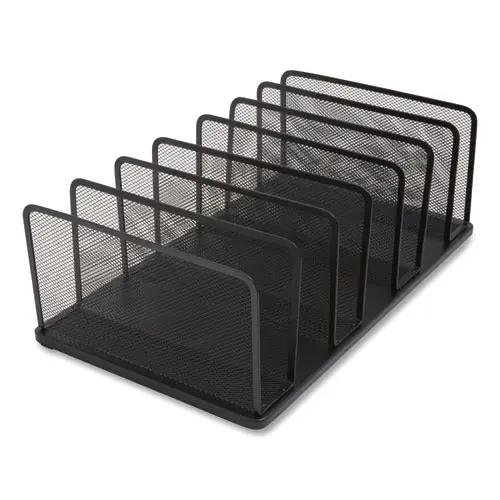 TRU RED™ Wire Mesh Vertical Document Sorter, 7 Sections, Letter-Size, Matte Black