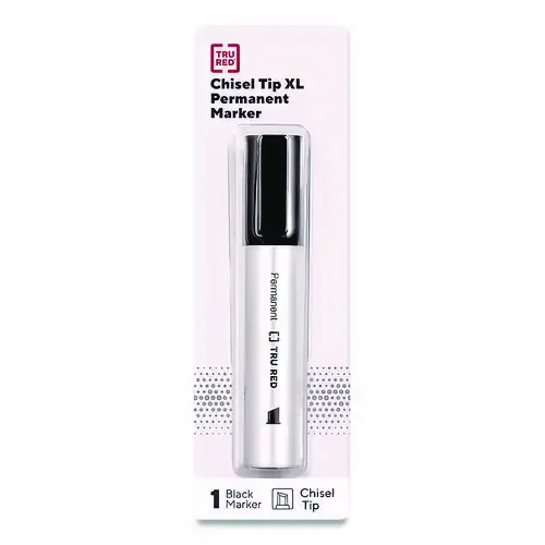 TRU RED™ XL Permanent Marker, Extra-Broad Chisel Tip, Black
