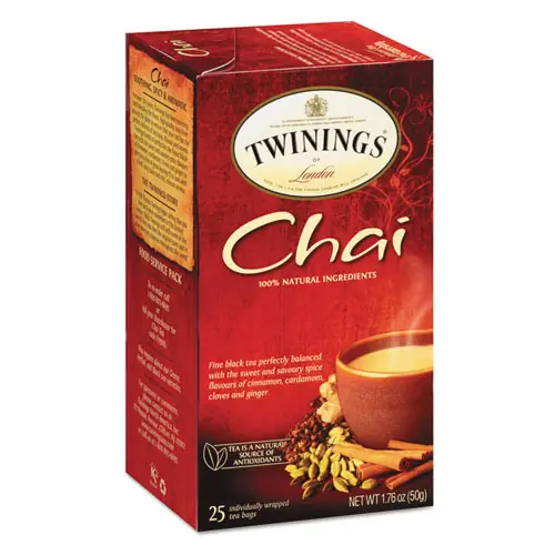 TWININGS® Tea Bags, Chai, 25/Box