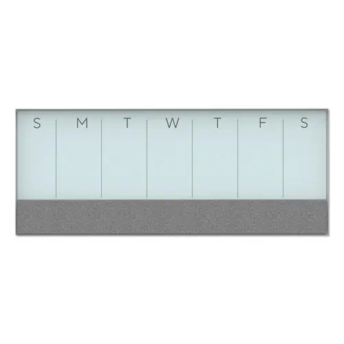 U Brands 3N1 Magnetic Glass Dry Erase Combo Board, Weekly Planning, Gray/White Surface, White Frame, 36 x 25 inches (Actual Size: 36 x 15.25 inches)