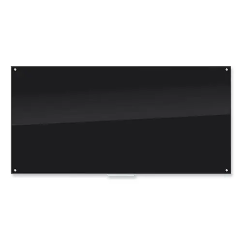 U Brands Black Glass Dry Erase Board, 96" x 48", Black Surface