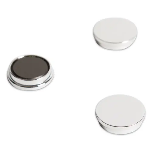U Brands Board Magnets, Circles, 1.25" Diameter, Silver, 10/Pack