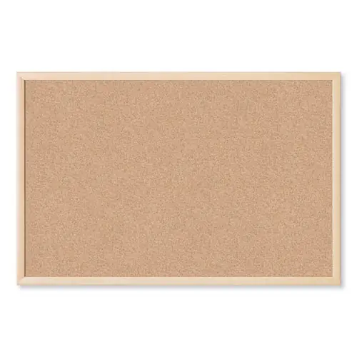 U Brands Cork Bulletin Board, 36" x 24", Tan Surface, Birch Finished Wood Frame