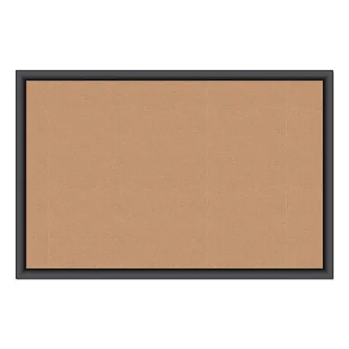 U Brands Cork Bulletin Board, 36" x 24", Tan Surface, Black Wood Frame