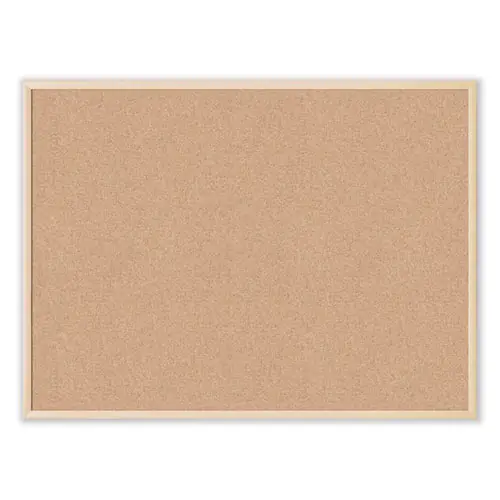 U Brands Cork Bulletin Board, 48" x 36", Tan Surface, Birch Finished Wood Frame